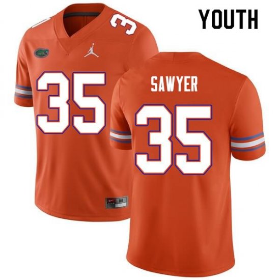 Youth Florida Gators #35 William Sawyer NCAA Nike Orange Authentic Stitched College Football Jersey DNH7062XR